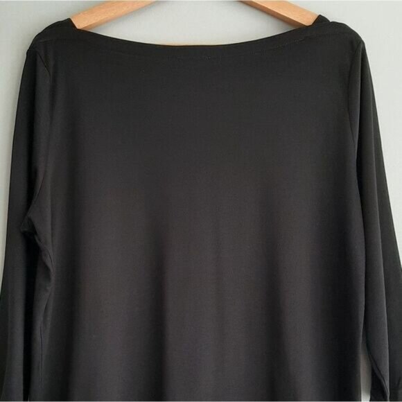 TALBOTS Boat Neck Soft Supima Cotton Blend Black Long Sleeve Tee Sz XL Petite - Picture 6 of 9